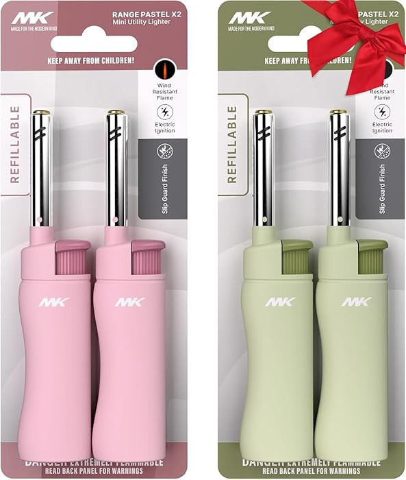 MK Candle Lighter, Butane Refillable Wind-Resistant Flame, 4-Pack for BBQ, Camping, Outdoor Use (... | Amazon (US)