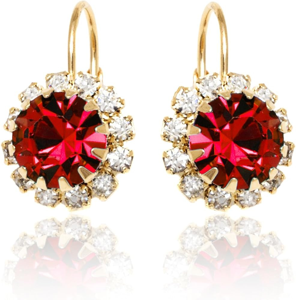 Brazel 18K Gold Plated Crystal Flower Earrings for Women | Amazon (US)