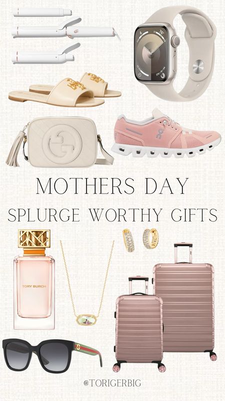 So many cute ideas for Mother’s Day gifts. #mothersday #gifts #perfume #makeup #beauty #jewelry #toryburch 