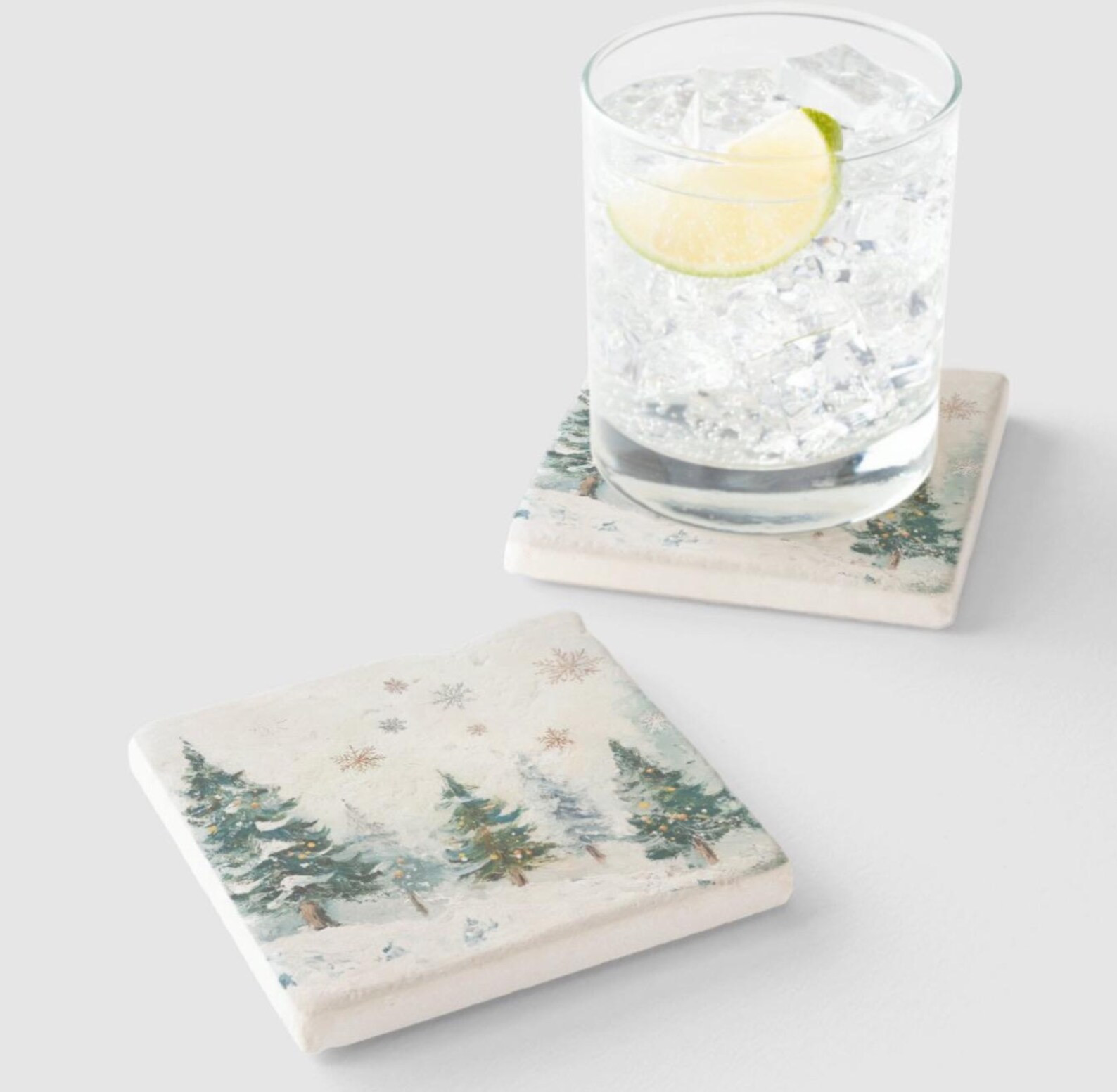 Christmas Stone Coaster Set, Limestone and Marble Winter Holiday Home Decor Stone Coasters Unique... | Etsy (US)