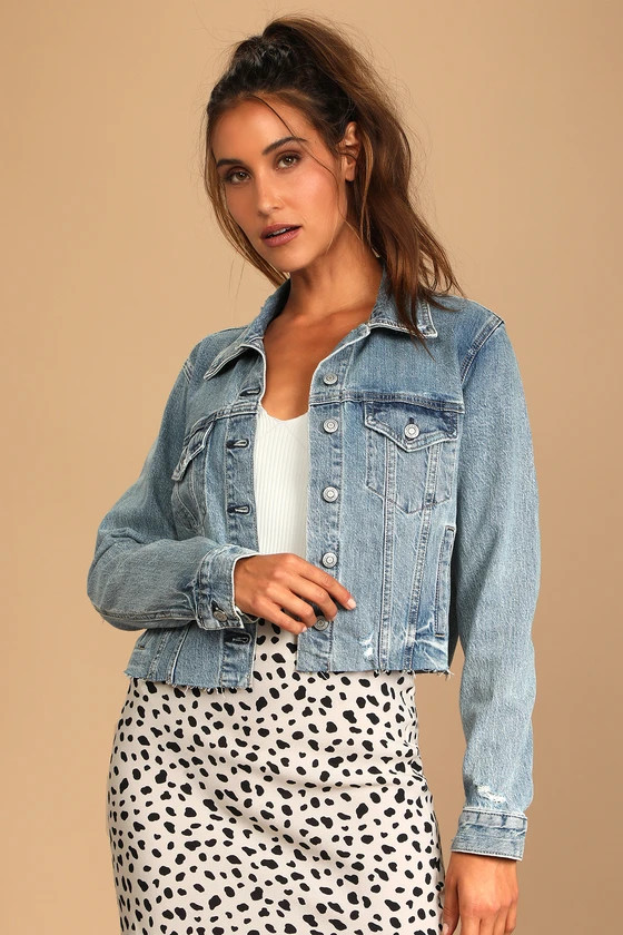 Rory Light Wash Distressed Oversized Denim Jacket | Lulus (US)