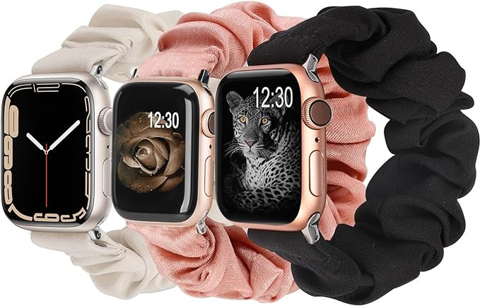 TOYOUTHS 3 PCS Compatible with Apple Watch Band Scrunchies 41mm Cloth Soft Pattern Printed Fabric... | Amazon (US)