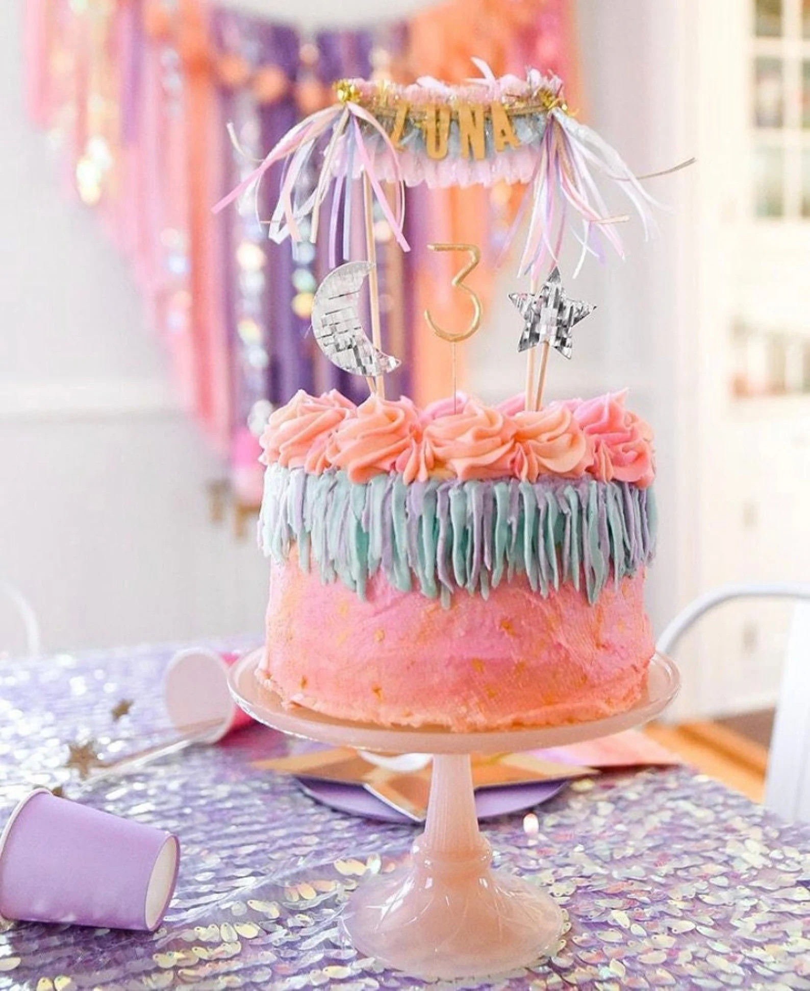 FRINGE CAKE TOPPER // Fancy Free Finery x House of Fete collaboration  // Customize your cake top... | Etsy (US)