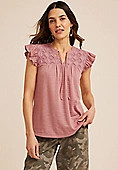 Crochet Yoke Ruffle Trim Top | Maurices