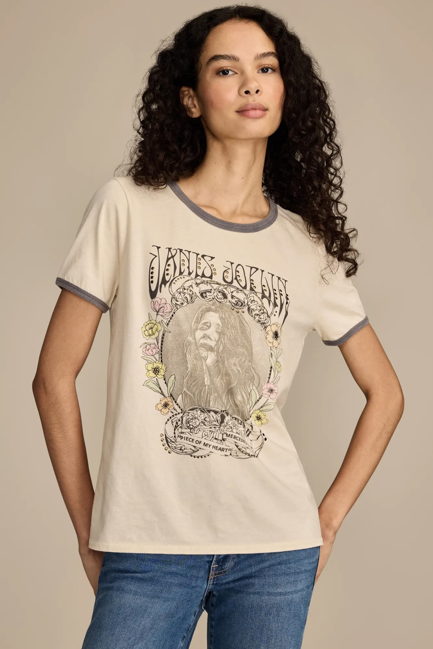 JANIS JOPLIN FLORAL FRAME CLASSIC CREW | Lucky Brand