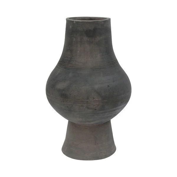 Pottery Vase With Large Opening, 17 Inch Tall, Gray | Bed Bath & Beyond
