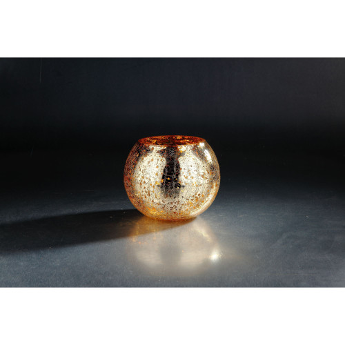 8" Silver and Golden Round Hand Blown Mercury Glass Vase | Christmas Central