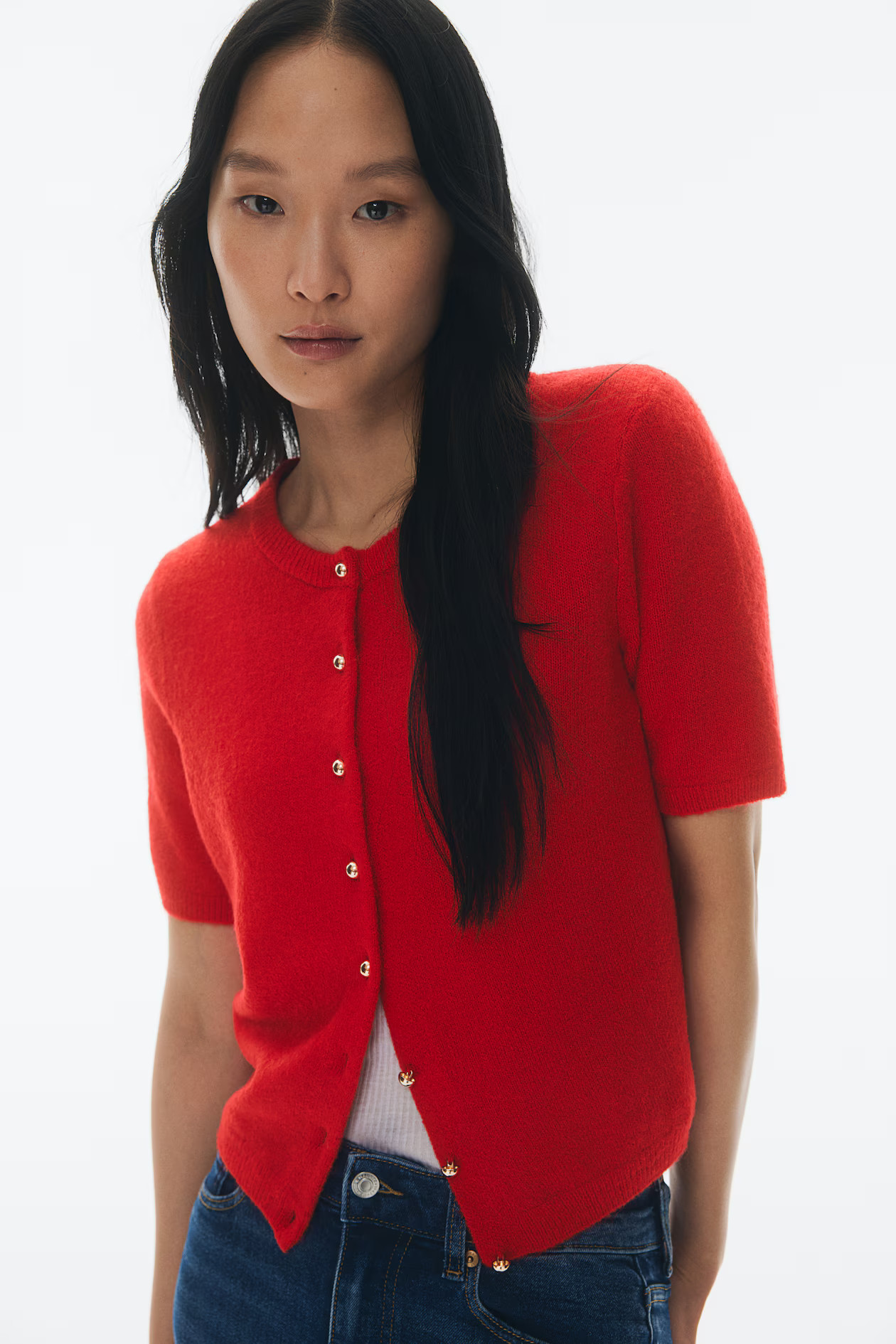 Knitted cardigan - Bright red - Ladies | H&M GB | H&M (UK, MY, IN, SG, PH, TW, HK)