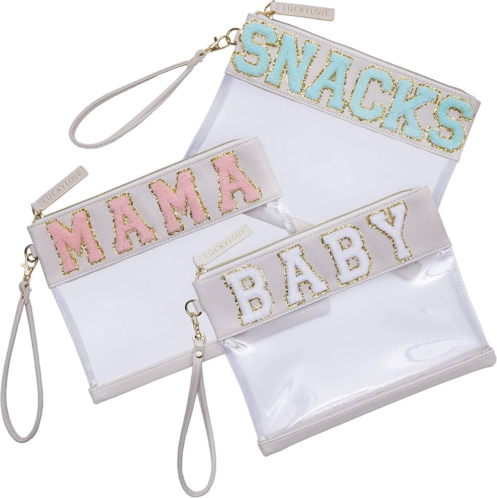 Lucky Love Diaper Bag Organizing Pouches | Set of 3 Including Diaper Clutch | Dry Wet Bag (Chenil... | Amazon (US)