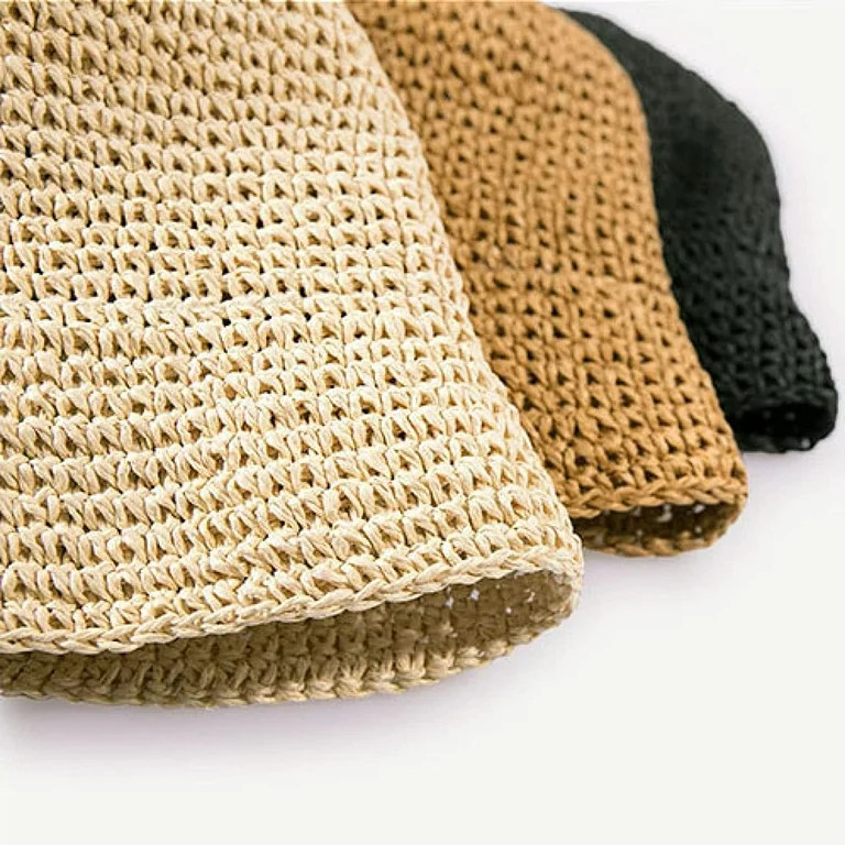 CoCopeaunts Straw Bucket Hat for Women Summer Sun Protection Braided Fisherman Hat Wide Brim Fold... | Walmart (US)