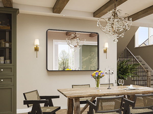 Brightify 40x30 Inch Black Metal Framed Mirror, Black Bathroom Mirror for Wall, Bathroom Vanity M... | Amazon (US)