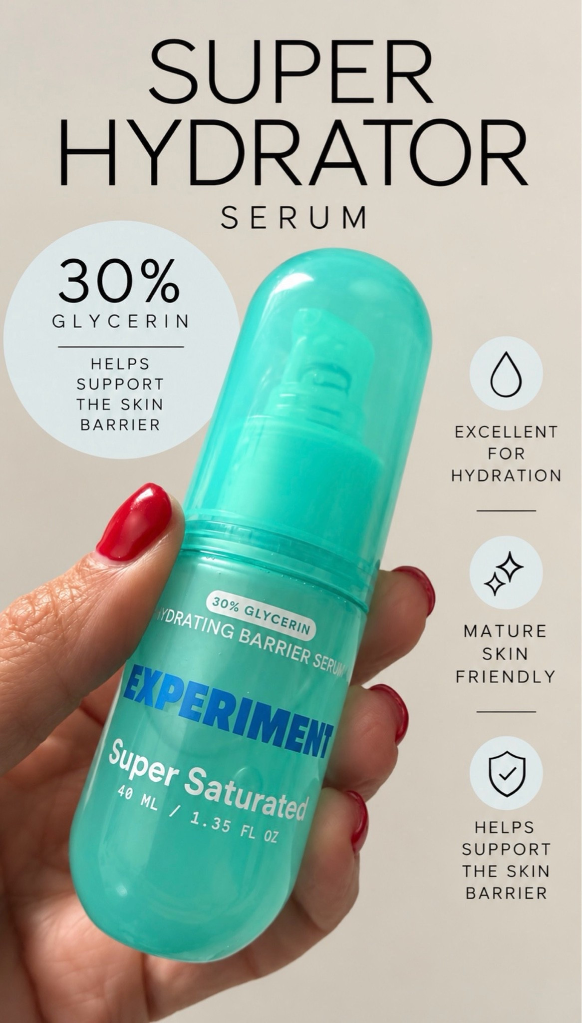 This serum gives really good hydration and great for mature skin