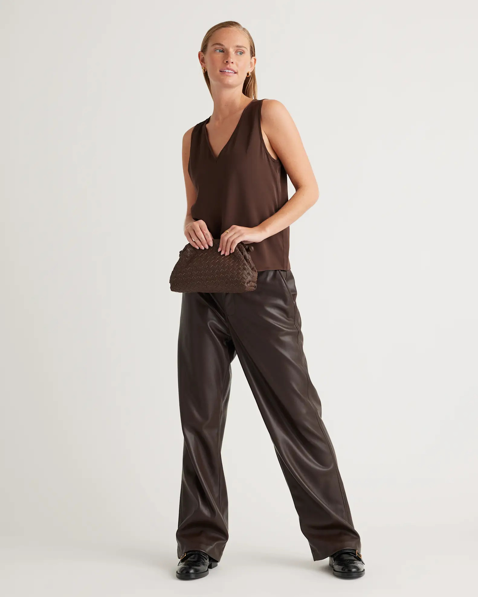 Italian Leather Handwoven Pouch Crossbody Clutch | Quince