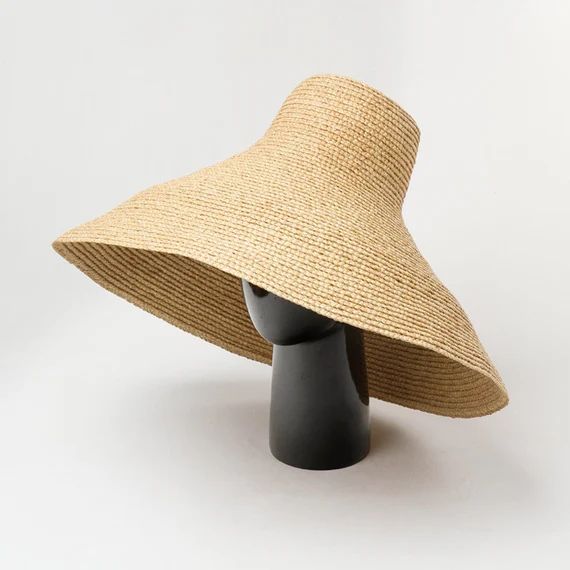 Lafite straw hat with cone-shaped visor and large brim for outdoor sun protection | Etsy (US)