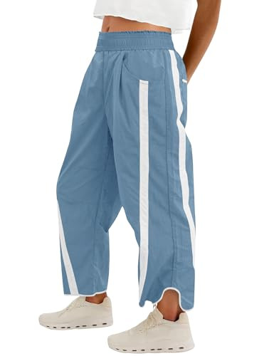 AKEWEI Womens Baggy Wide Leg Pants Summer Casual Elastic Waisted Contrast Color Workout Y2k Track... | Amazon (US)