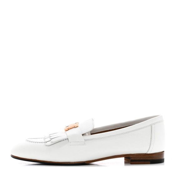 Calfskin Womens Royal Loafers 38 White | FASHIONPHILE (US)