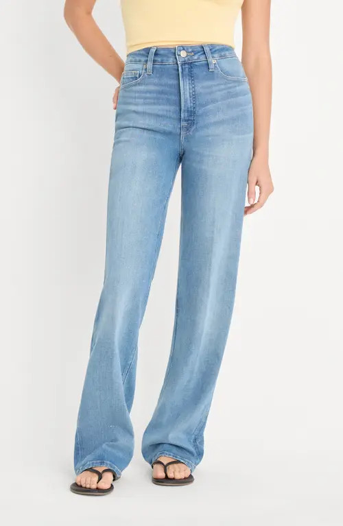 Good American Soft-Tech Good True Straight Leg Jeans in Indigo1243 at Nordstrom, Size 6 | Nordstrom
