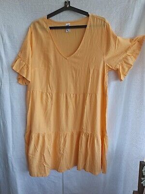 Womens Short Linen Dress. Melon Orange Shade. Casual V Neck.Cool. Anko. 14.(1803 | eBay AU