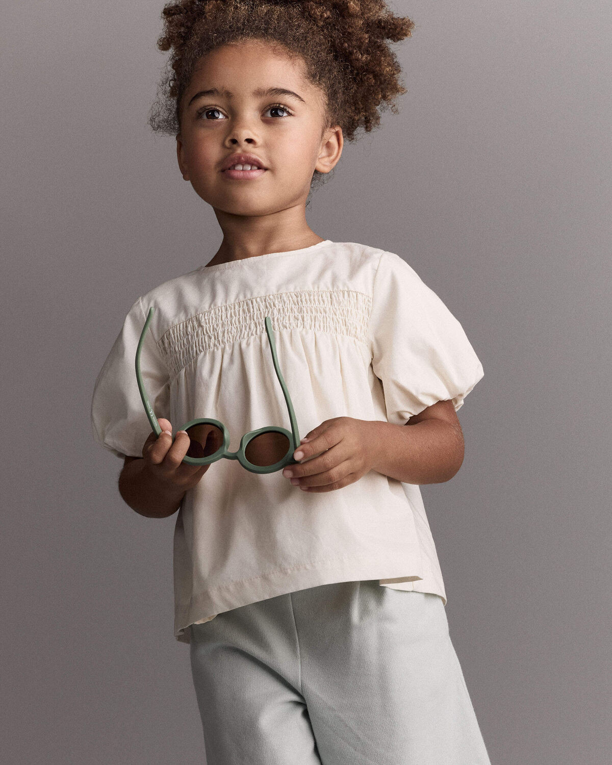 Toddler Girl Smocked Bubble Sleeve Top - Cream - Otter Avenue | Carter's | Carter's Inc