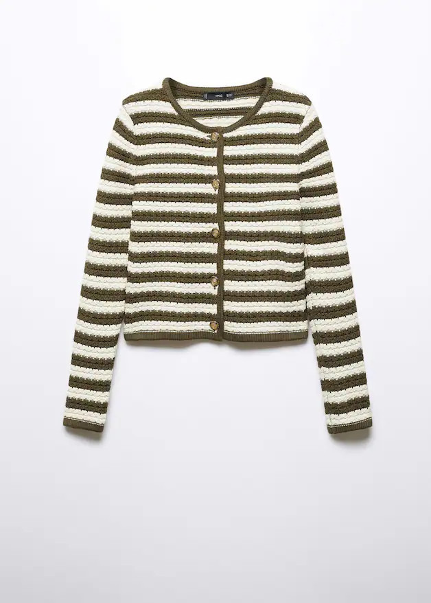 Gestreifte cardigan mit schmuckknop -  Damen | Mango Deutschland | MANGO (DE)