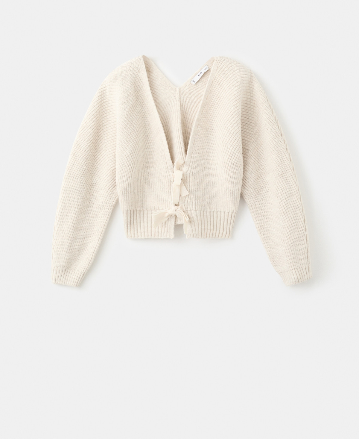 Mango Women's V-Neck Bows Cardigan - Beige | Macy's