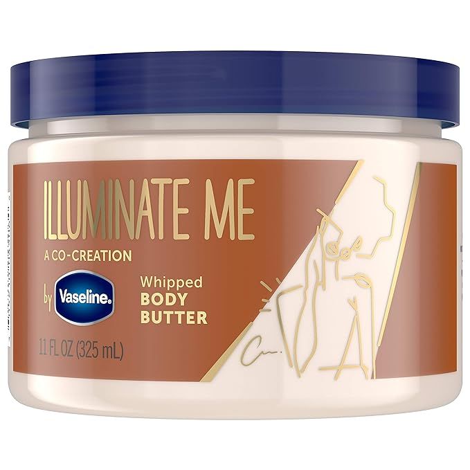 Vaseline Illuminate Me Body Butter Created for Melanin Rich Skin Whipped Body Butter Provides 24 ... | Amazon (US)