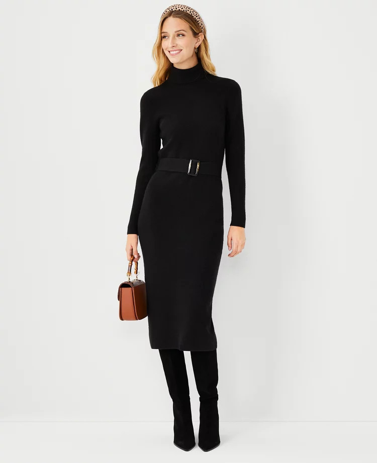 Belted Turtleneck Sweater Dress | Ann Taylor (US)
