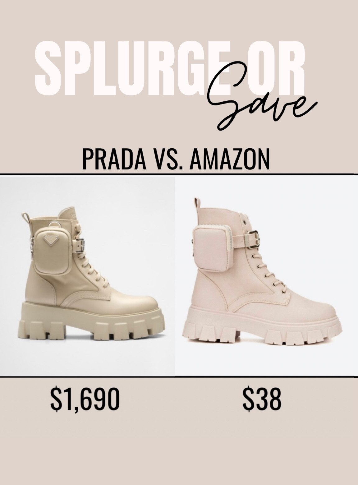 Amazon fashion. Amazon deal, Prada combat boots, designer boots, chunky boots, lug sole boots, lace up combat boots, platform boots, fall boots, fall booties, fall fashion, splurge or save, look for less 

#LTKshoecrush #LTKstyletip #LTKSeasonal