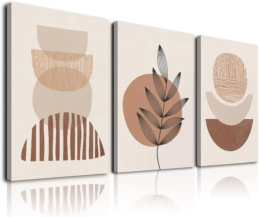 Minimalist Boho Wall Art Set of 3, Mid-Century Modern Wall Art, Framed Canvas Wall Art Moon Botan... | Amazon (US)