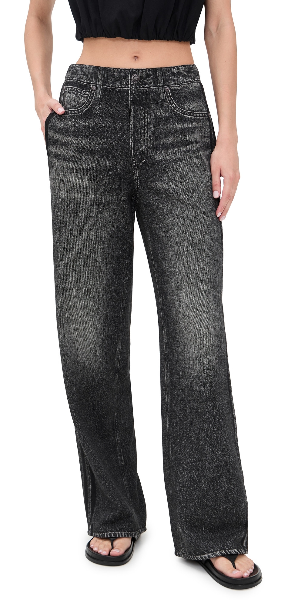 rag & bone Miramar Wide Leg Track Pants Washed Black XXS | Shopbop