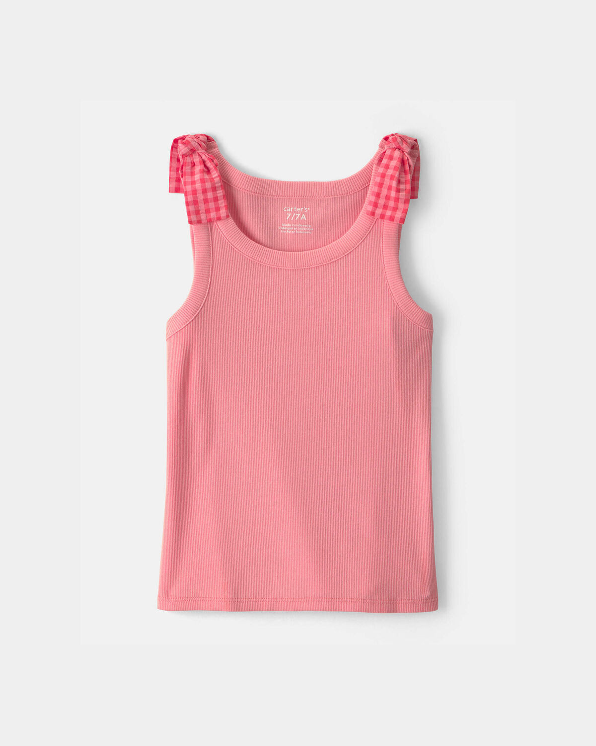 Girls Gingham Bow-Sleeve Tank Top - Coral | Carter's Inc
