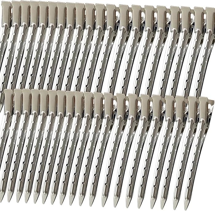 40 PCS 3.5 Inch Duck Billed Clips,Metal Alligator Curl Hair Clips with Holes for Styling, Colorin... | Amazon (US)
