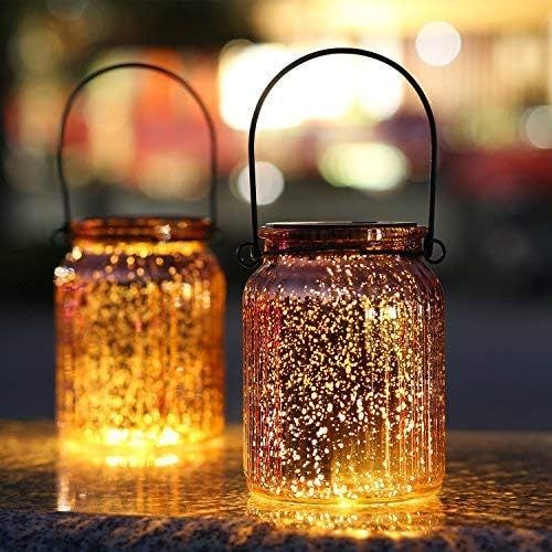 Solar Mercury Glass Jars 2 Pack Outdoor Table Lamps (Bronze) | Amazon (US)