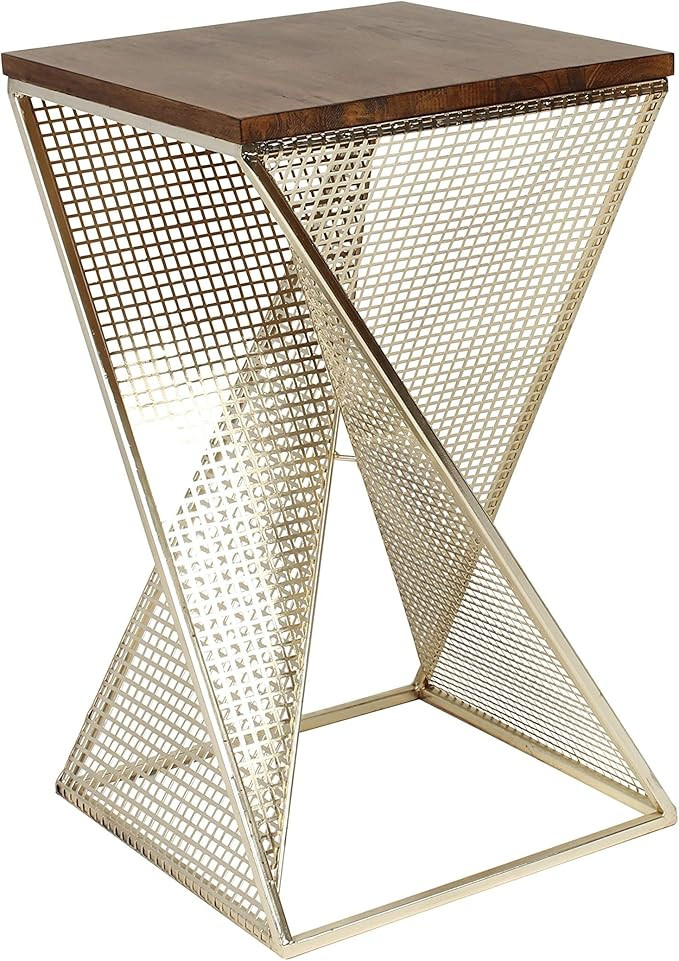 Kate and Laurel Elita Walnut Wood and Metal Accent Side Table | Amazon (US)