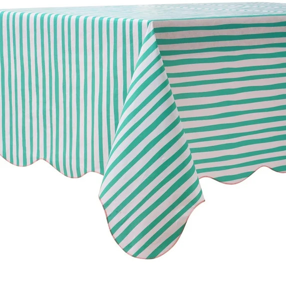 Mainstays Summer Fun PEVA Tablecloth, Indoor & Outdoor for Table 60" x 84" - Teal Stripe | Walmart (US)