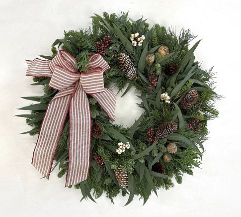 Fresh Christmas Bow Wreath & Garland | Pottery Barn (US)