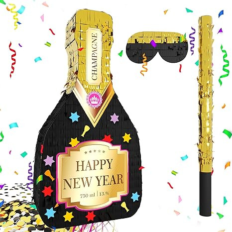 New Years Pinata, Adult Piñata with Stick Blindfold and Confetti, New Years Eve Pinata, Nye Cham... | Amazon (US)