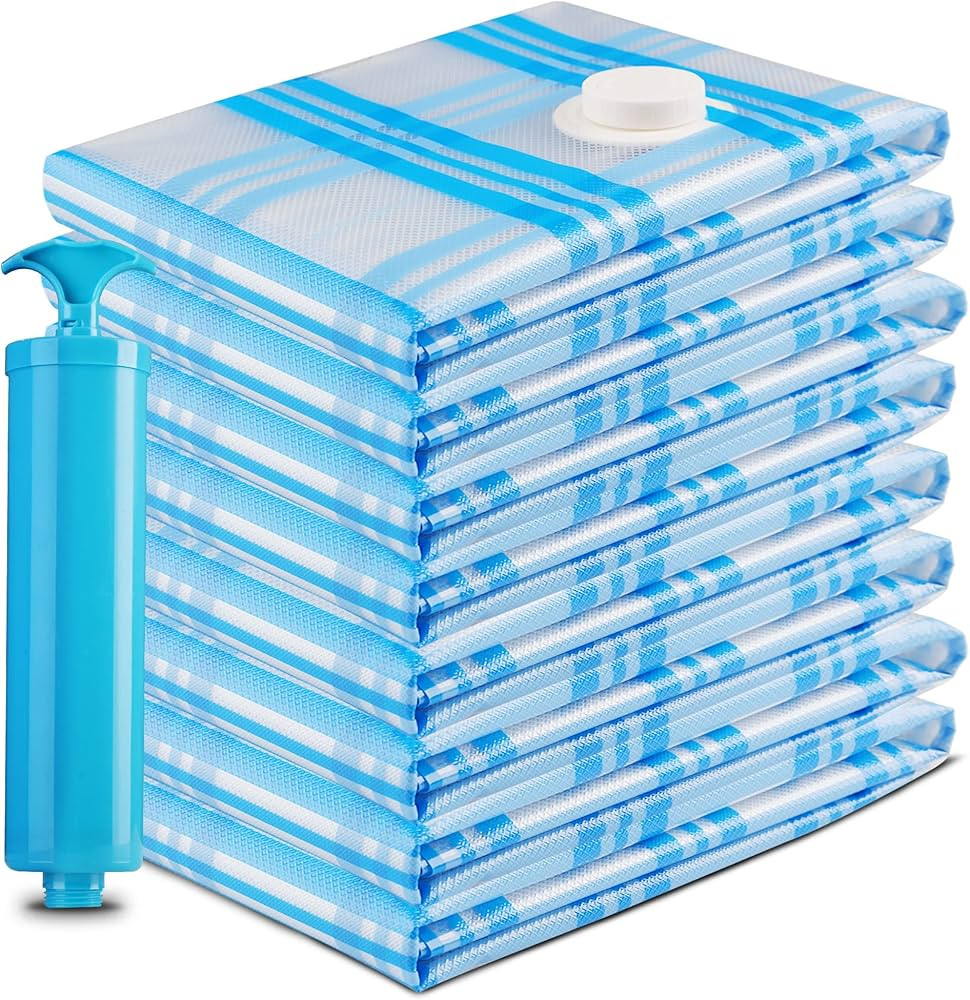 Vacuum Storage Bags, 8 Jumbo Space Saver Vacuum Seal Storage Bags for Clothes, Comforters and Bla... | Amazon (US)