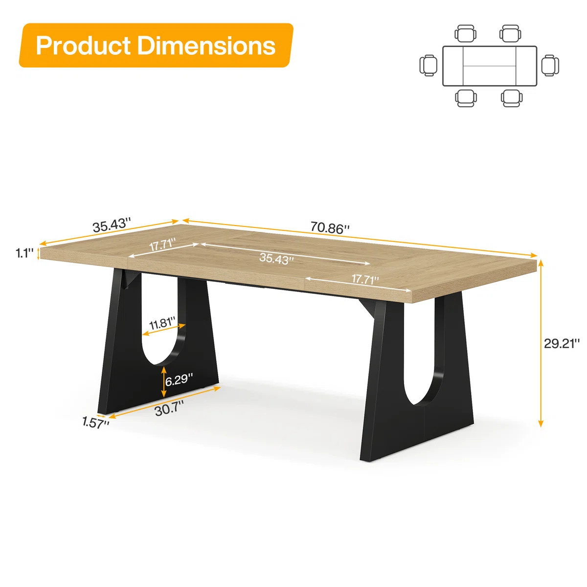 6 Ft Rectangle Wood Conference Table, 70.86" L X 35.43" W X 29.52" H Meeting Seminar Table Boardr... | Wayfair North America