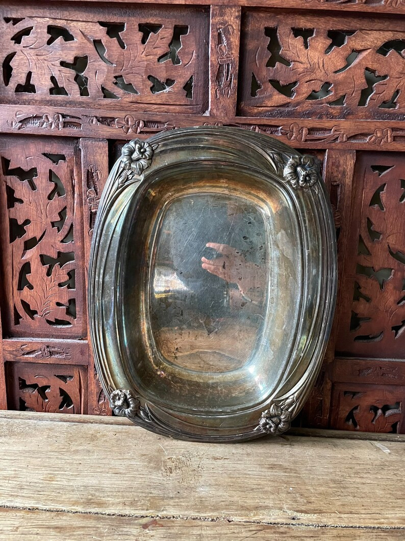 Antique Art Nouveau Art Deco Daffodil Serving Tray Rectangular Dish Silver Plate 1847 Rogers Bros... | Etsy (US)