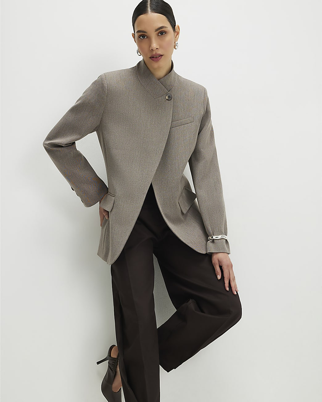 Beige Top Button Blazer | River Island UK & IE