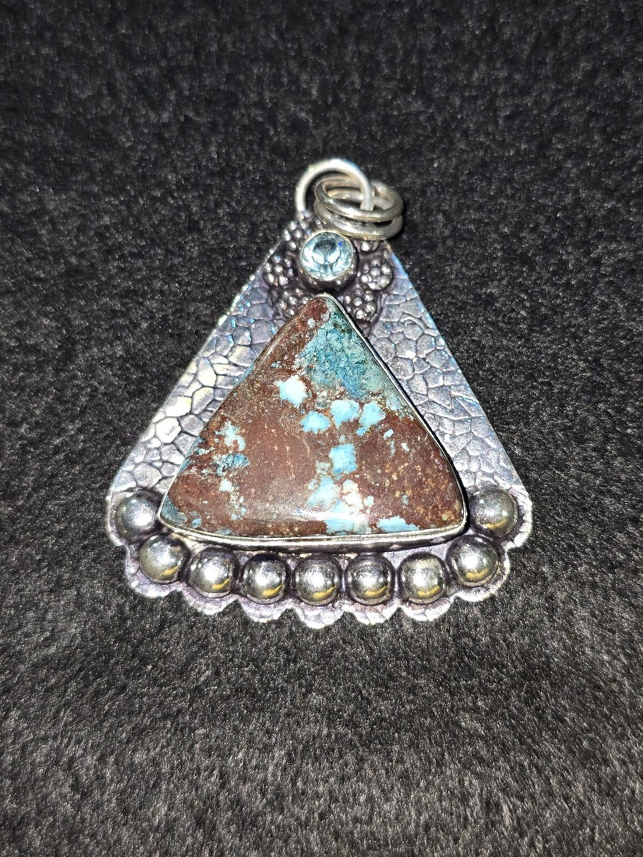 Southwestern Native American Navajo Boulder Turquoise Sterling Silver Pendant | eBay US