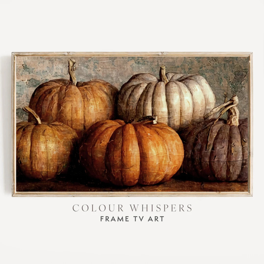 Pumpkin Oil Painting, Pumpkin TV Art, Autumn Samsung Frame TV, Thanksgiving TV Art, Halloween Dec... | Etsy (US)