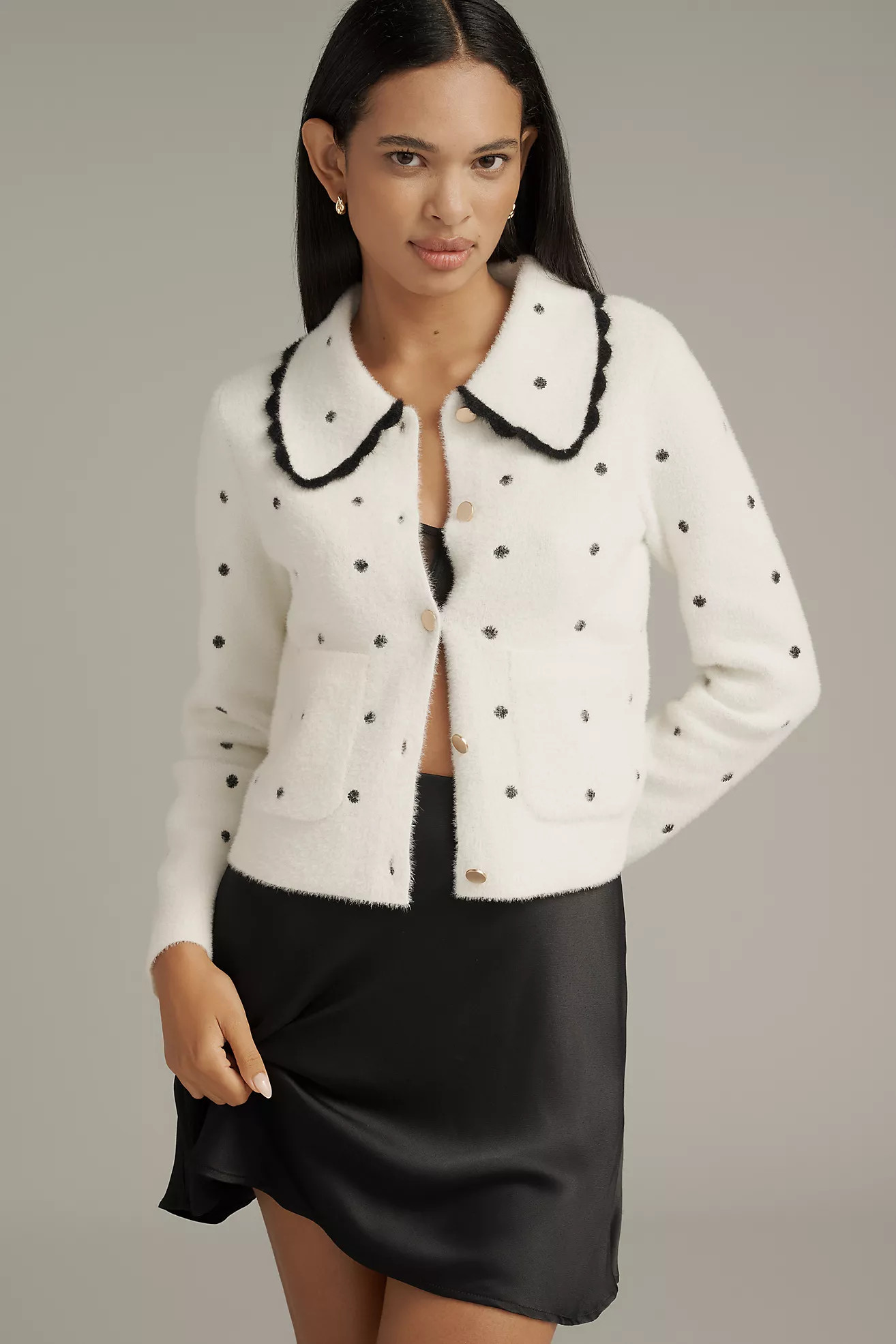NVLT Polka Dot Knit Jacket | Anthropologie (US)