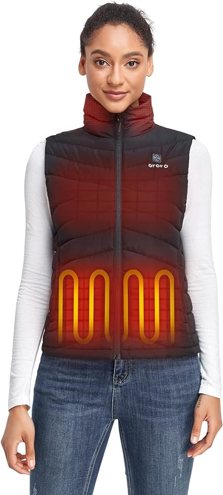 ORORO [Upgraded Battery] Women's Heated Down Vest with Battery, Lightweight Heated Vest with 800 ... | Amazon (US)