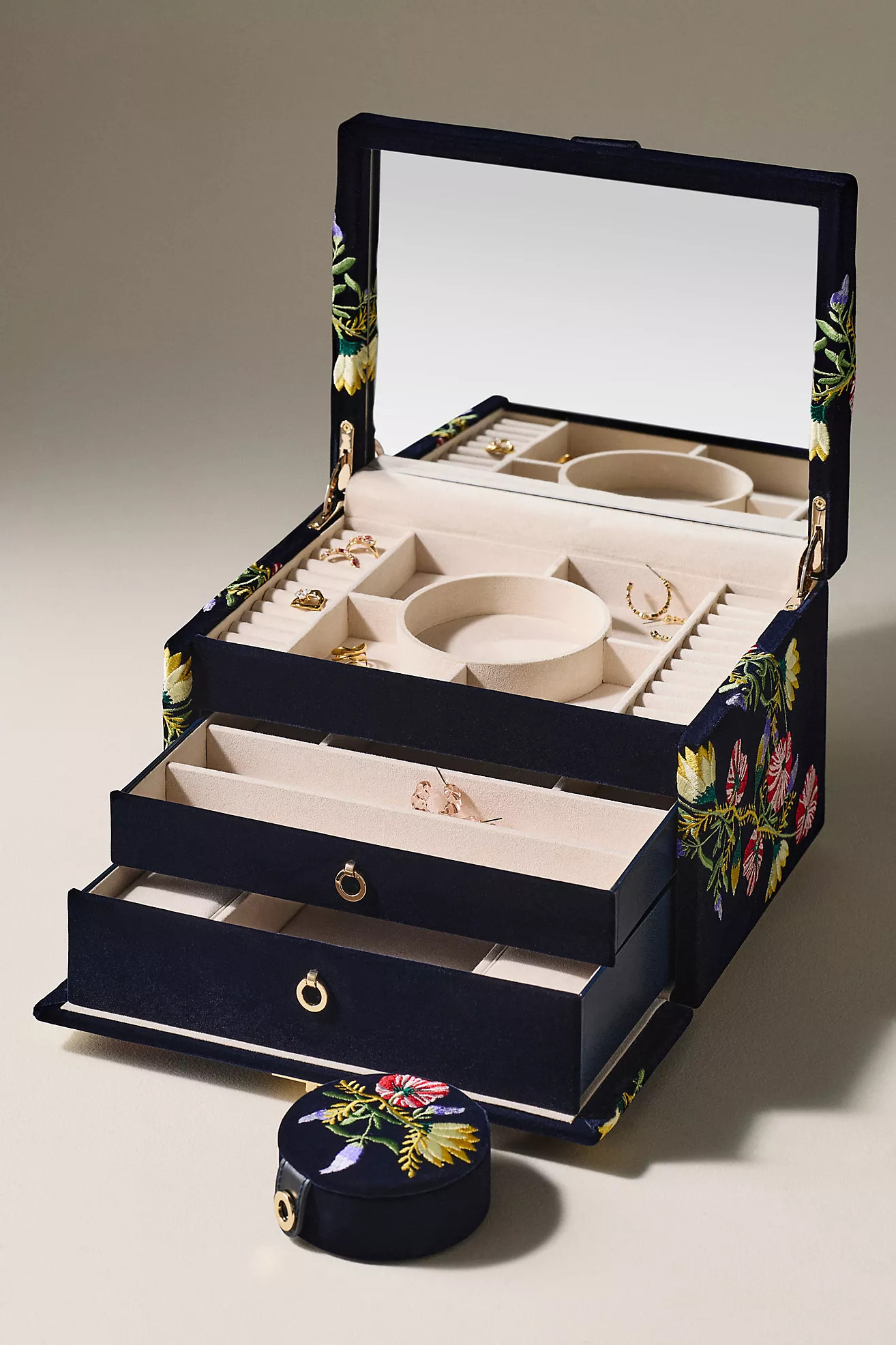 Wolf 1834 Zoe Velvet Floral Embroidered Jewelry Box | Anthropologie (US)