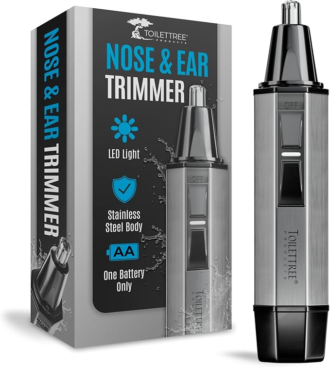 ToiletTree Products Nose Hair Trimmer with LED Light - Stainless Steel, Heavy-Duty Casing - Ear &... | Amazon (US)