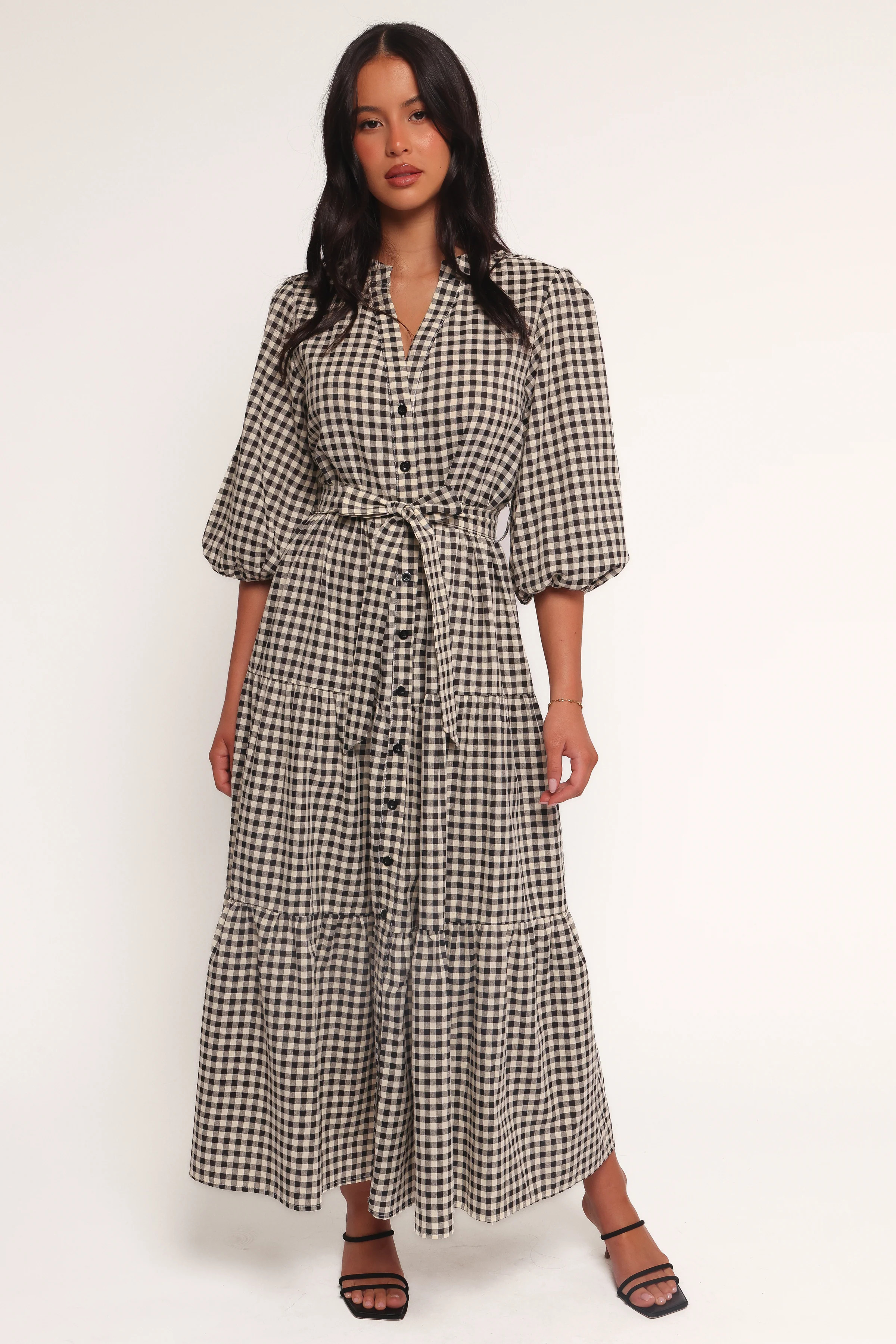 Dixon Maxi Dress - Black Cream Gingham | Petal & Pup (US)
