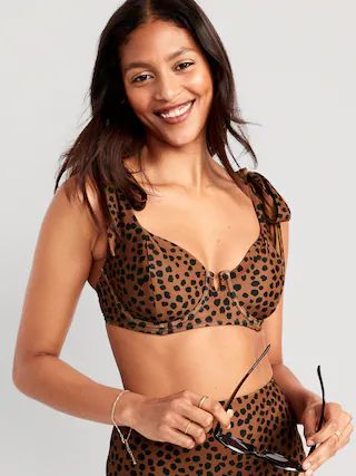 Tie-Shoulder Underwire Bikini Swim Top for Women | Old Navy (US)