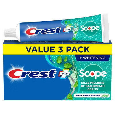 Crest + Scope Complete Whitening Tarter Control Fluoride Toothpaste - Minty Fresh - 5.4oz/3pk | Target